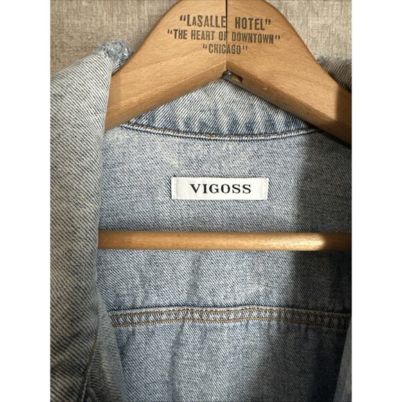 Vigoss Light Wash Denim Jean Jacket Size XL Button Closure Pockets - Picture 2 of 5
